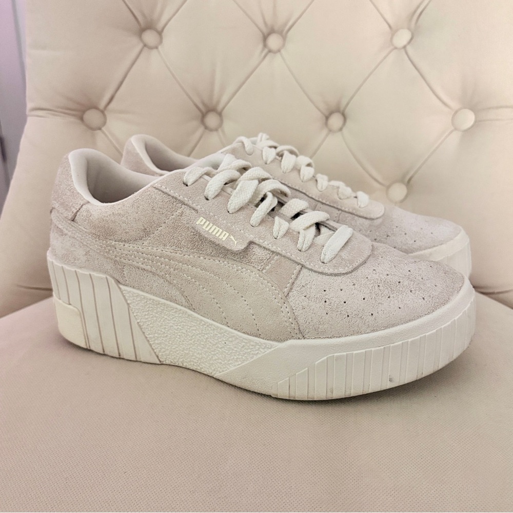 PUMA Cali Wedge Platform Sneakers | Off White | Sz 8
